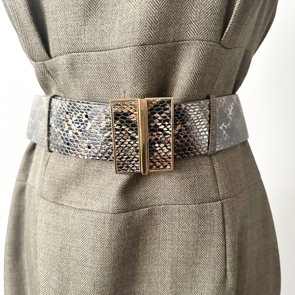 Antonio Melani Herringbone Woven Sleeveless Dress & Snake Belt women's size 10 - Picture 3 of 14